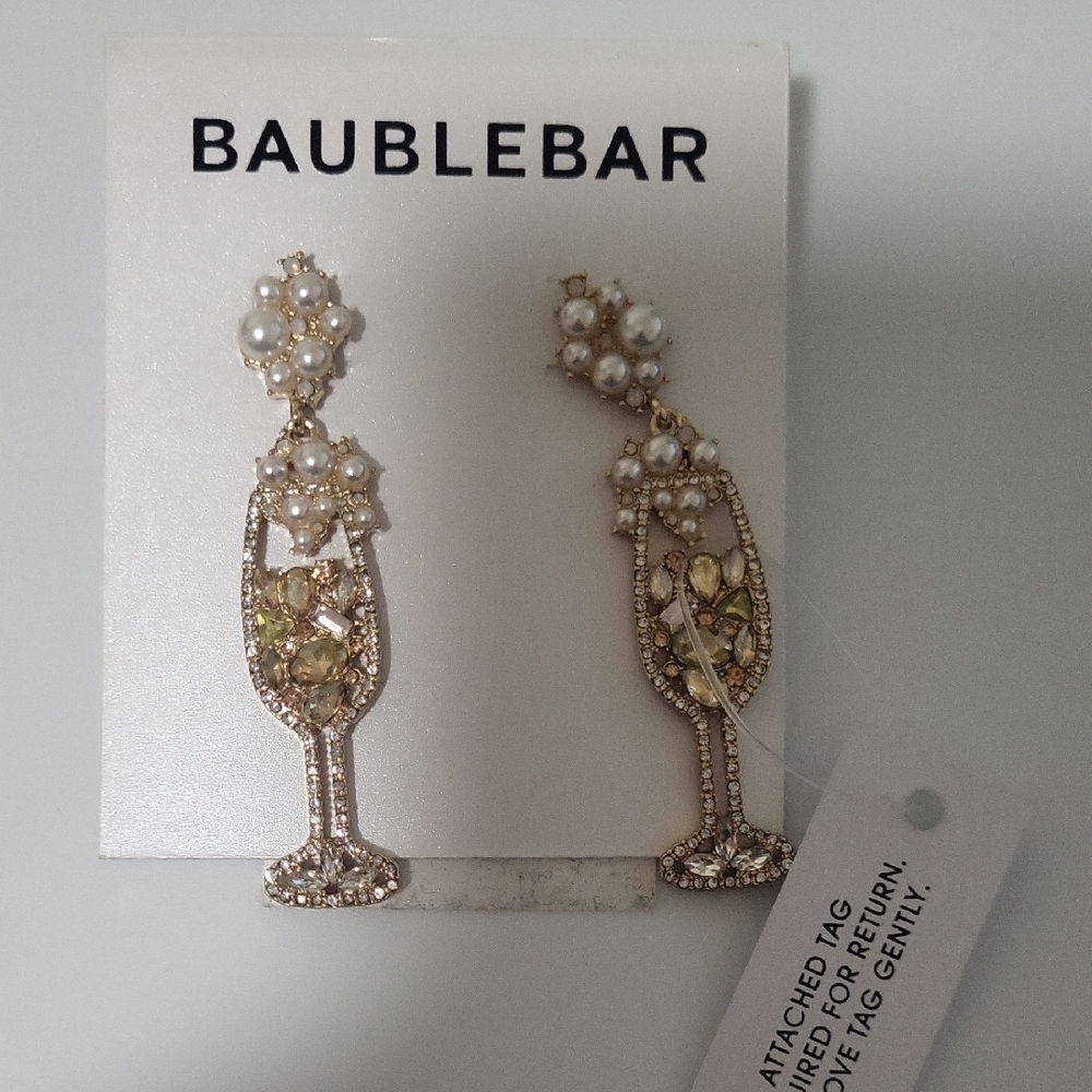 BaubleBar Gold and Pearl Champagne Earrings